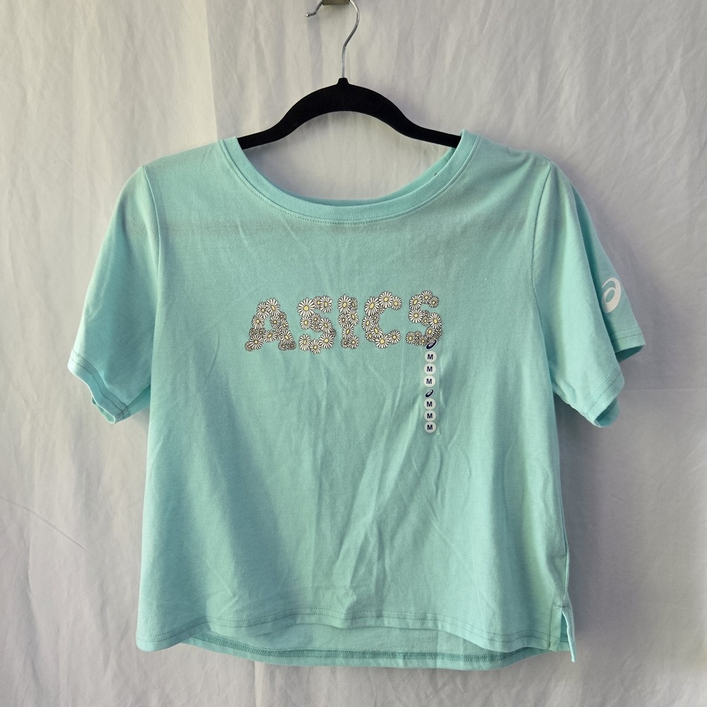 Asics Daisy Graphic Cropped T Shirt‎ Mint Women's Med Sustainably Sourced Cotton